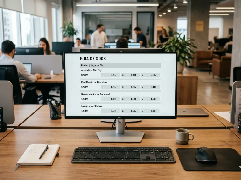 Ecrã de computador com odds decimais de futebol